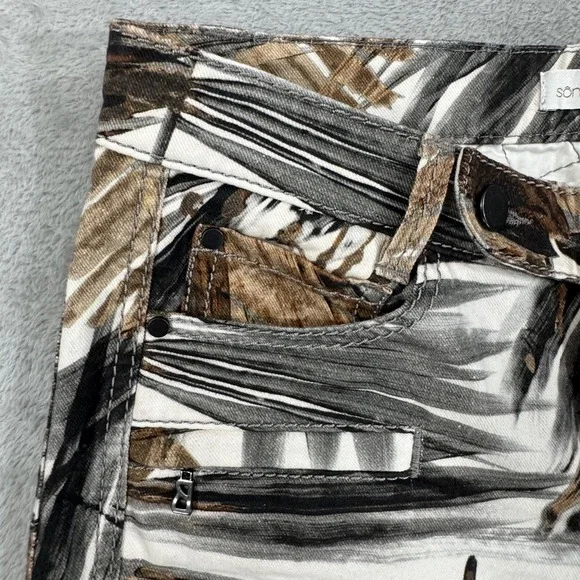 Sonia Bogner Pants Womens 30x29 Ankle Zip Pockets Palm Leaf Print AOP Turkey - Picture 6 of 16